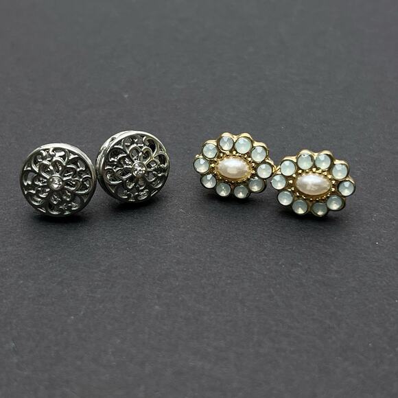 Classic Fashion Stud Earrings Lot 7 Pierced Wearable Jewelry Stylish Variety - Picture 2 of 4